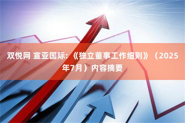 双悦网 宣亚国际: 《独立董事工作细则》（2025年7月）内容摘要