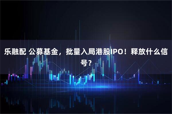 乐融配 公募基金，批量入局港股IPO！释放什么信号？